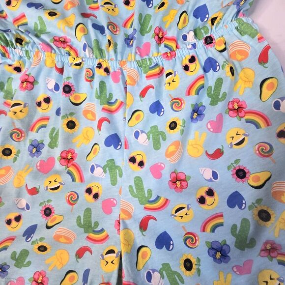 The Childrens Place Romper Kids XXL 16 Blue Emoji Rainbow Cactus Kidcore Summer - Picture 2 of 8